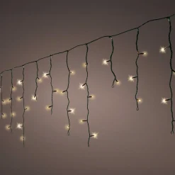 Guirlande Lumineuse|EMINZA Stalactite lumineuse 20 m 490 LED câble noir Stars Blanc chaud doré Blanc chaud doré - câble noir