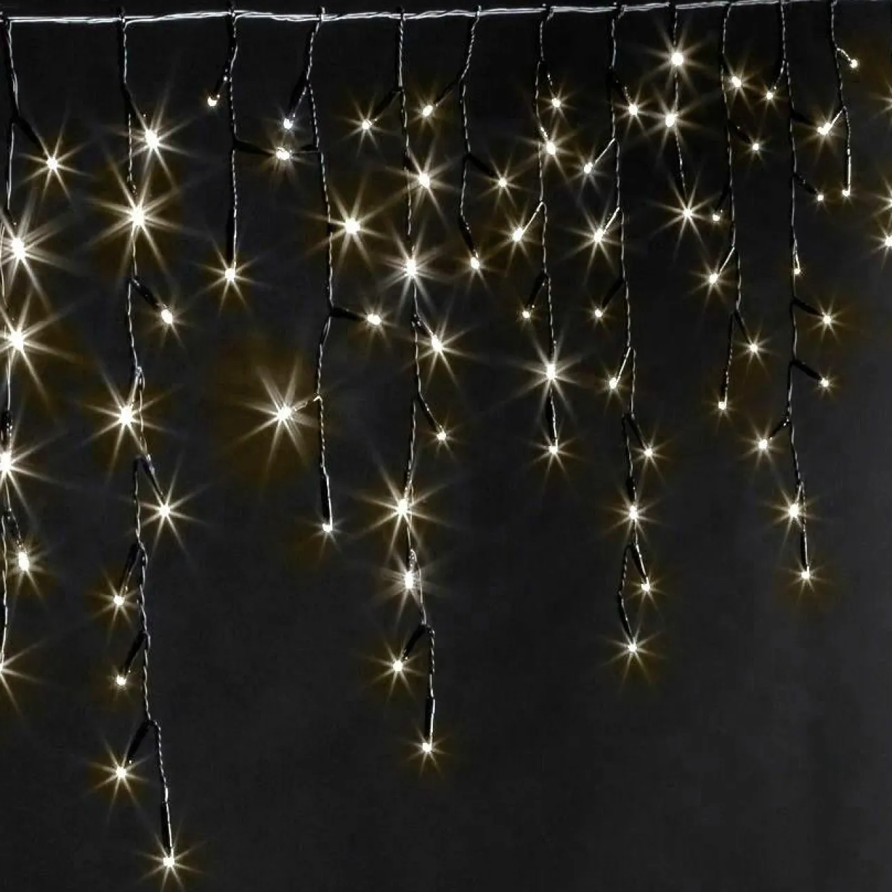 Guirlande Lumineuse|EMINZA Stalactite lumineuse 11 m 259 LED câble noir Stars Blanc chaud Blanc Chaud - câble noir