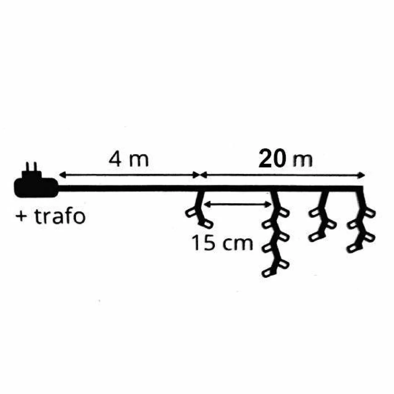 Guirlande Lumineuse|EMINZA Stalactite lumineuse 20 m 490 LED câble blanc Stars Blanc froid Blanc Froid - câble blanc