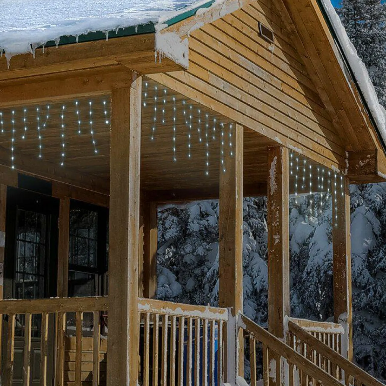 Guirlande Lumineuse|KOOPMAN Stalactite lumineuse 9,50 m 480 LED câble transparent Icicle Blanc froid