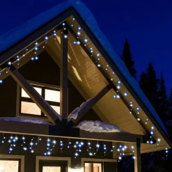 Guirlande Lumineuse|EMINZA Stalactite lumineuse 20 m 490 LED câble transparent Stars Bicolore Blanc froid et bleu Bicolore Bleu / Blanc froid - câble transparent