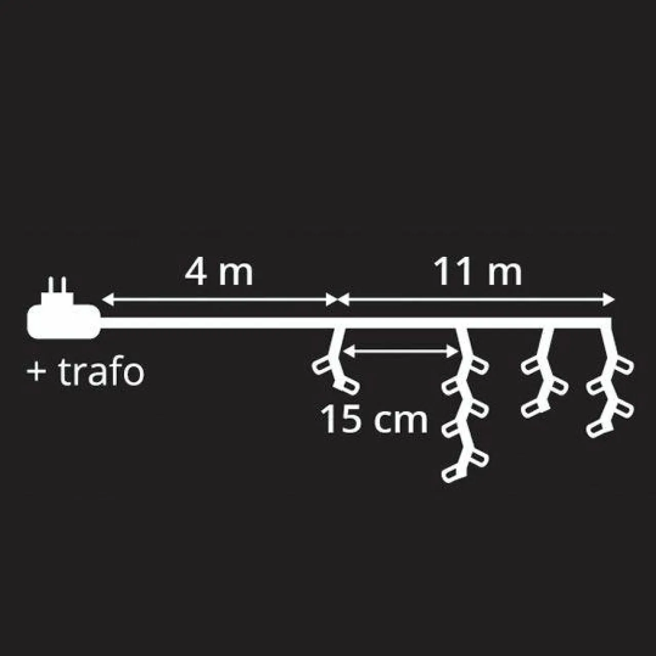 Guirlande Lumineuse|EMINZA Stalactite lumineuse 11 m 259 LED câble blanc Stars Blanc froid Blanc Froid - câble blanc