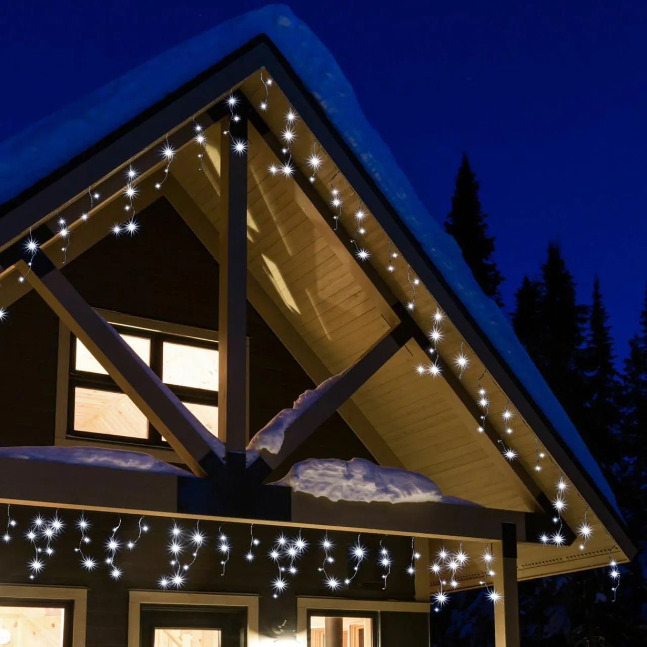 Guirlande Lumineuse|EMINZA Stalactite lumineuse 17,80 m 720 LED câble transparent Stars Blanc froid Blanc Froid - câble transparent