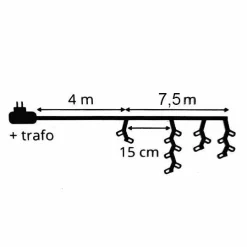 Guirlande Lumineuse|EMINZA Stalactite lumineuse 7,50 m 175 LED câble blanc Stars Blanc chaud Blanc Chaud - câble blanc