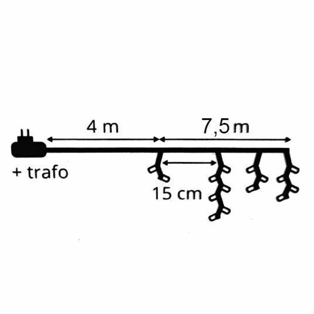 Guirlande Lumineuse|EMINZA Stalactite lumineuse 7,50 m 175 LED câble blanc Stars Blanc chaud Blanc Chaud - câble blanc