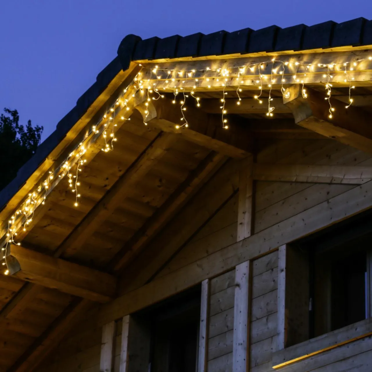 Guirlande Lumineuse|EMINZA Stalactite lumineuse 20 m 490 LED câble blanc Stars Blanc chaud Blanc Chaud - câble blanc