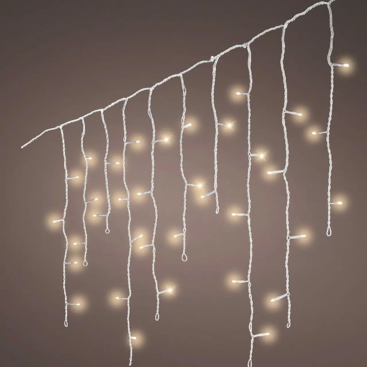 Guirlande Lumineuse|KAEMINGK Stalactite lumineuse à piles 14 m 384 LED câble blanc Durawise Blanc chaud