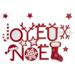 Déco Et Objet De Noël|Feeric Lights & Christmas Sticker pour vitre Joyeux Noël Rouge