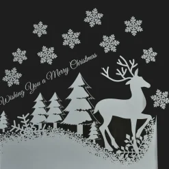 Déco Et Objet De Noël|CHRISTMAS DREAM Stickers de Noël pour fenêtre Paysage Merry Christmas Gris