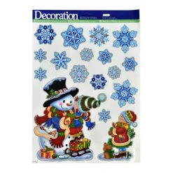 Déco Et Objet De Noël|CHRISTMAS DREAM Stickers de Noël pour fenêtre Flocons nuit de Noël Bleu