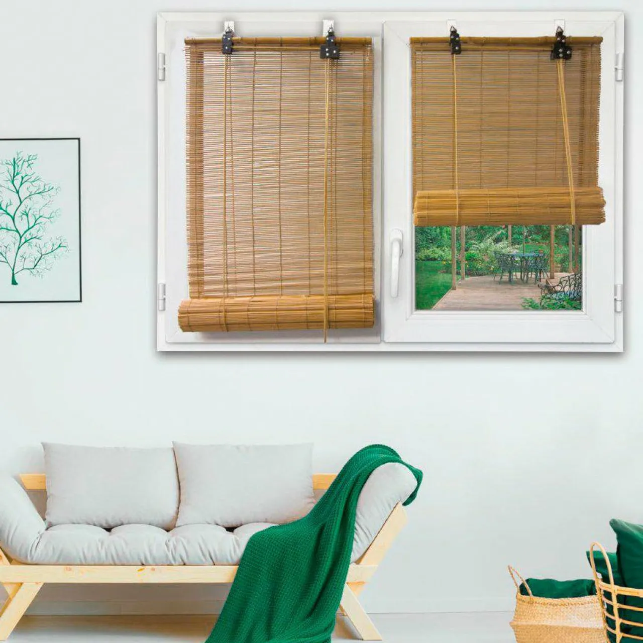 Store|LUANCE Store enrouleur à baguettes (60 x 180 cm) Bambou Naturel Sable