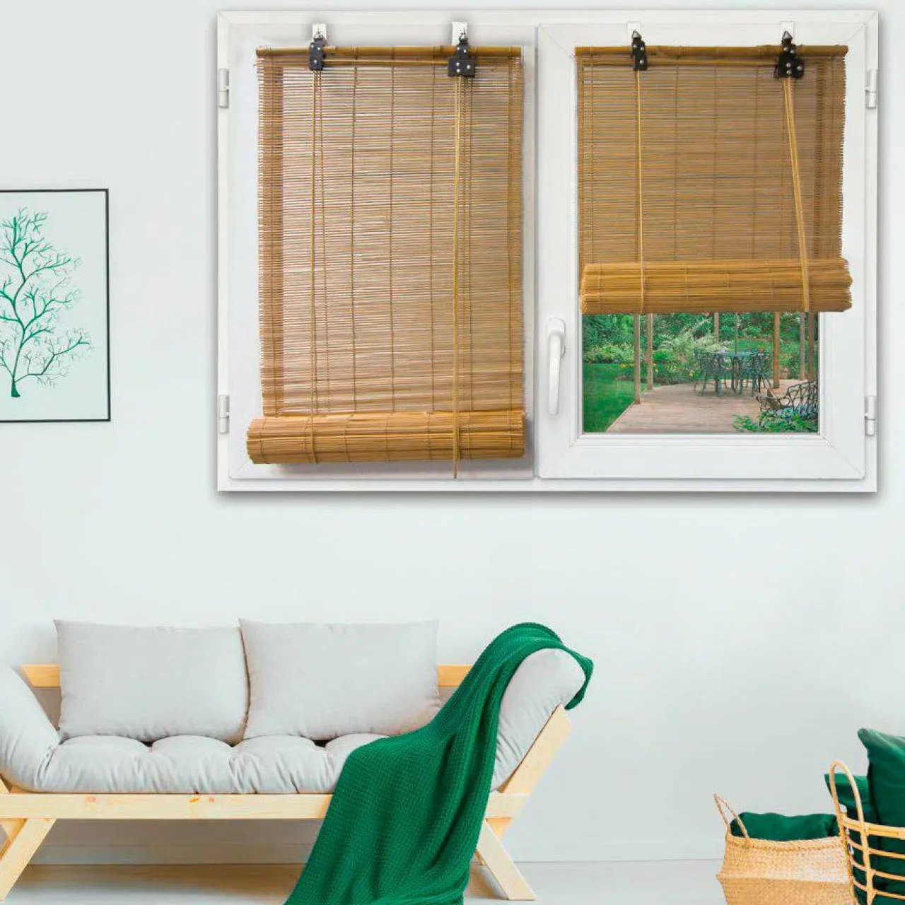 Store|LUANCE Store enrouleur à baguettes (90 x 180 cm) Bambou Naturel Sable