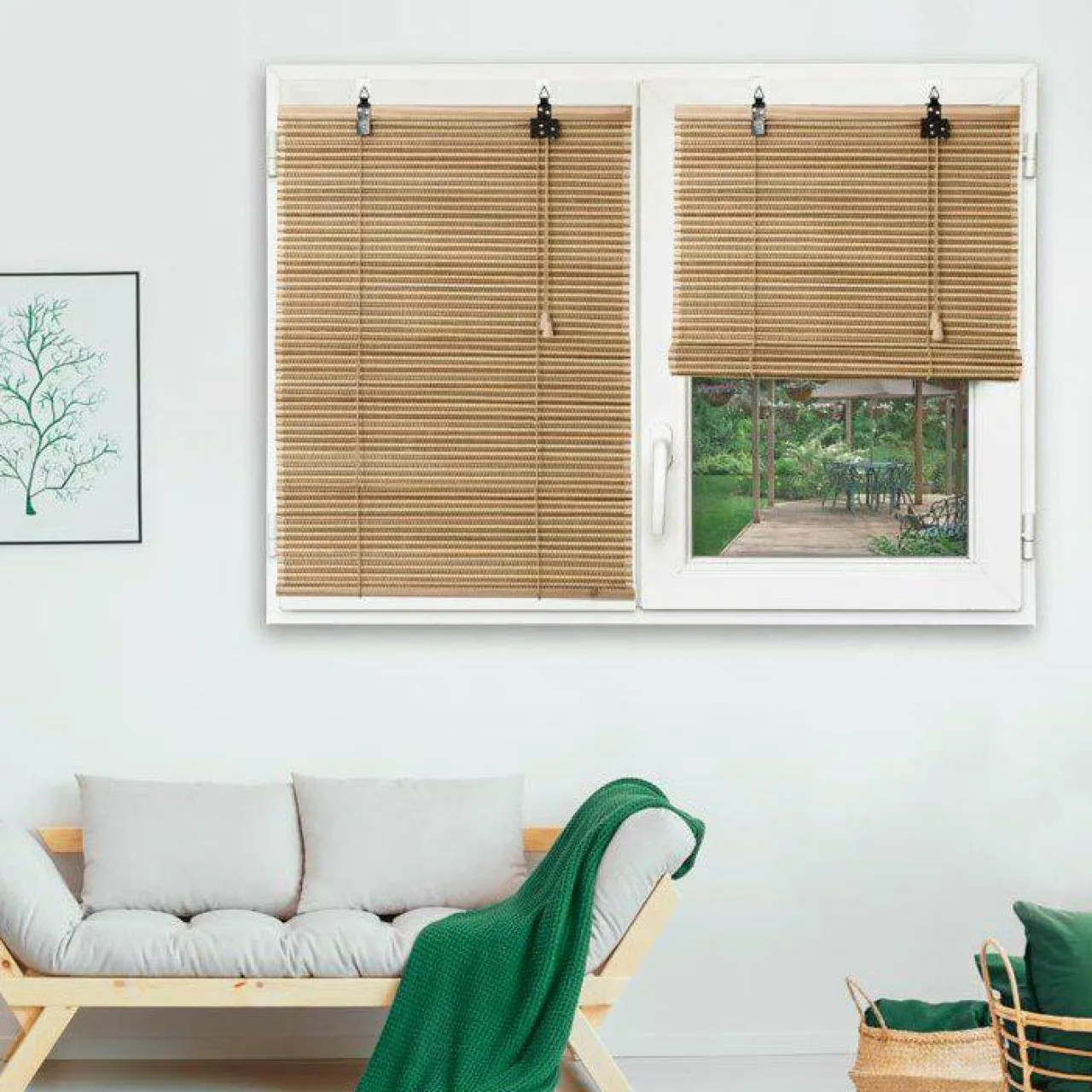 Store|LUANCE Store enrouleur à lattes (120 x 180 cm) Bambou Beige