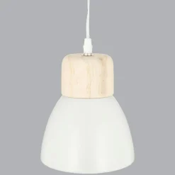 Lampe Suspension|ATMOSPHERA Suspension bois et métal (D15 cm) Break he Blanc