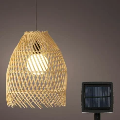 Luminaire Jardin|Eclairage Extérieur|#N/A Suspension de jardin solaire LED (D28 cm) Tropical Naturel Beige