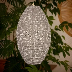 Luminaire Jardin|Eclairage Extérieur|#N/A Suspension de jardin solaire (H38 cm) Lanterne ajourée Marron clair