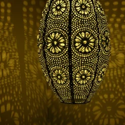 Luminaire Jardin|Eclairage Extérieur|#N/A Suspension de jardin solaire (H38 cm) Lanterne ajourée Marron clair