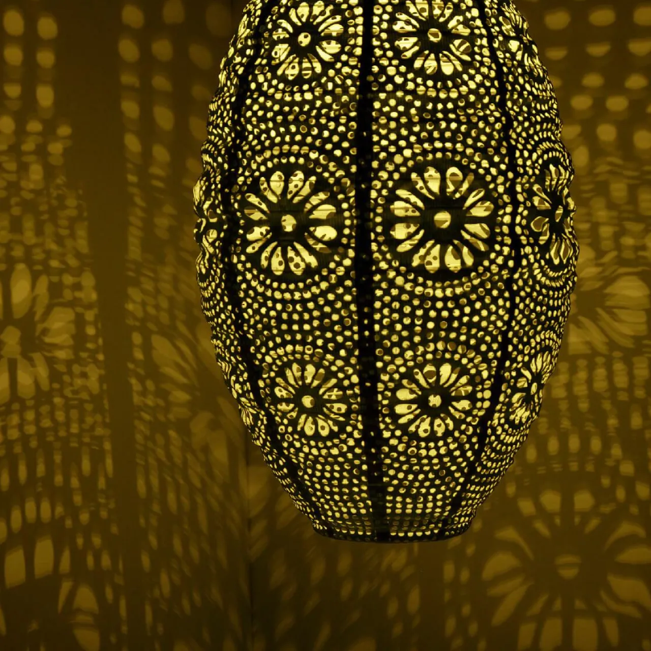 Luminaire Jardin|Eclairage Extérieur|#N/A Suspension de jardin solaire (H38 cm) Lanterne ajourée Marron clair