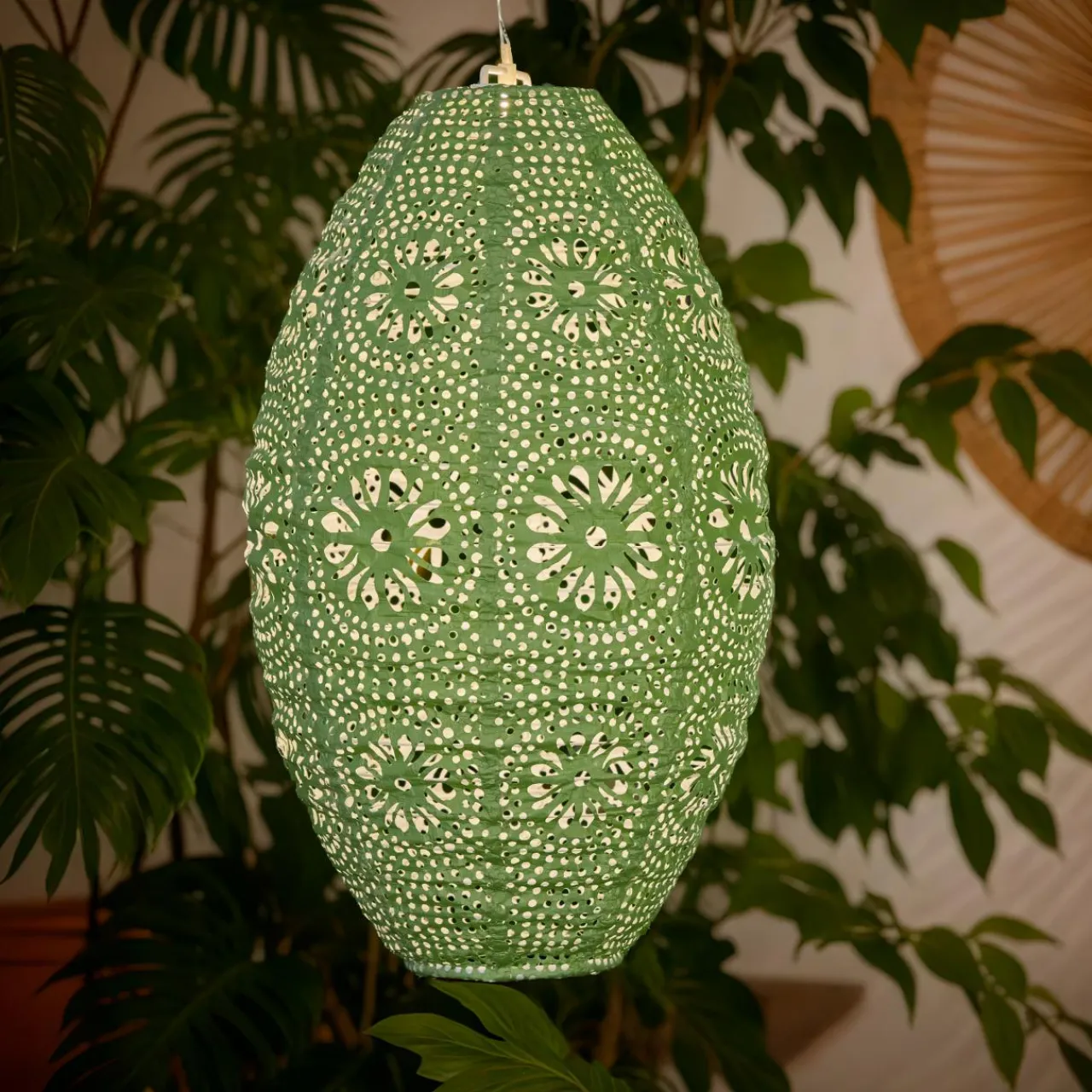 Luminaire Jardin|Eclairage Extérieur|#N/A Suspension de jardin solaire (H38 cm) Lanterne ajourée e Vert