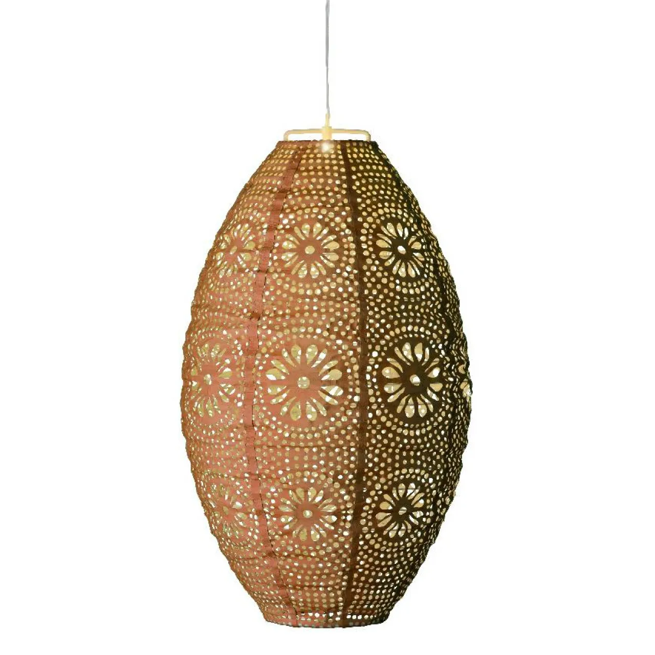 Luminaire Jardin|Eclairage Extérieur|#N/A Suspension de jardin solaire (H38 cm) Lanterne ajourée Marron