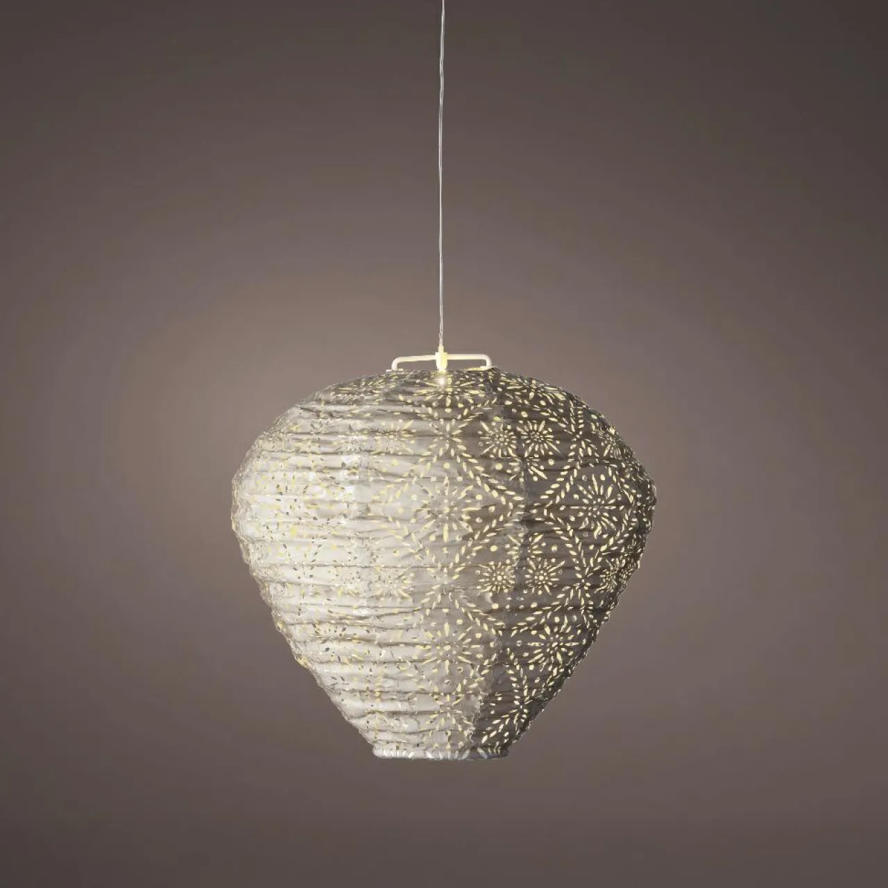 Luminaire Jardin|Eclairage Extérieur|KAEMINGK Suspension de jardin solaire (H28 cm) Lanterne ajourée Marron clair