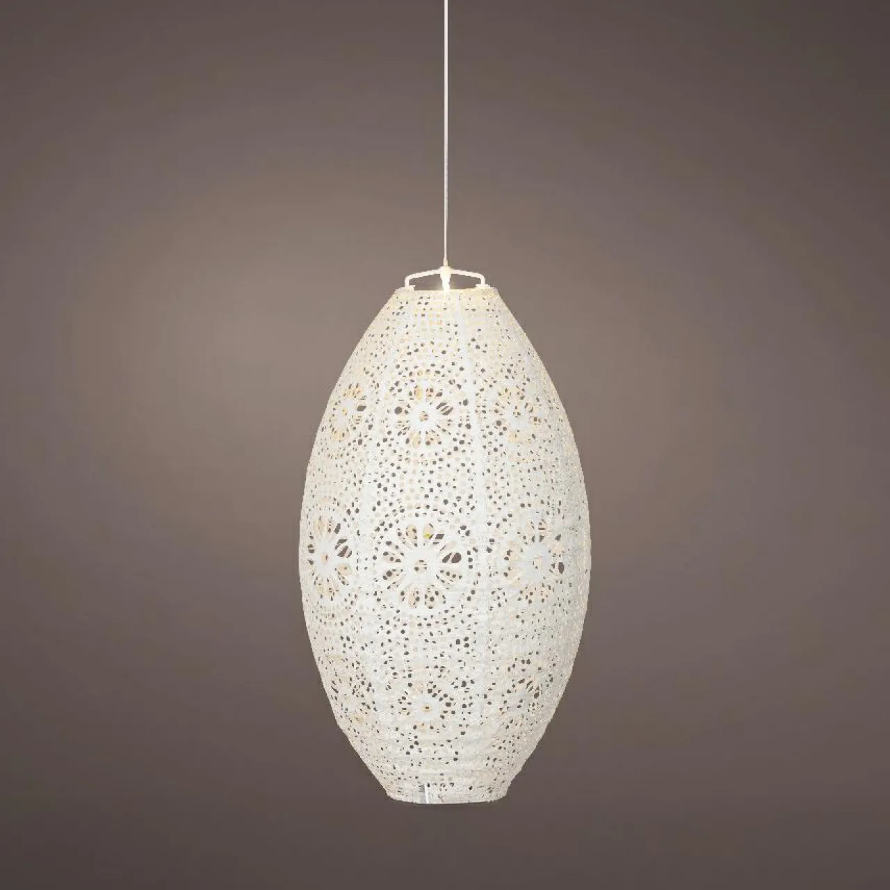 Luminaire Jardin|Eclairage Extérieur|KAEMINGK Suspension de jardin solaire (H38 cm) Lanterne ajourée he Blanc