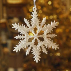 Décoration De Sapin|KAEMINGK Suspension de Noël (D13 cm) Flocon éclat givré Blanc