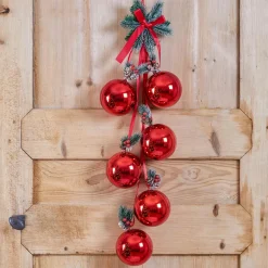 Déco Et Objet De Noël|FEERIC LIGHTS Suspension de Noël déco (H22 cm) Boules Luxe Rouge