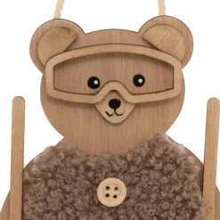 Décoration De Sapin|JJA Suspension de Noël en bois (H16 cm) Ourson en ski Naturel