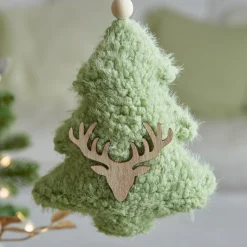 Décoration De Sapin|KAEMINGK Suspension de Noël en bois (H15 cm) Sapin fourrure Vert menthe