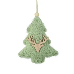Décoration De Sapin|KAEMINGK Suspension de Noël en bois (H15 cm) Sapin fourrure Vert menthe