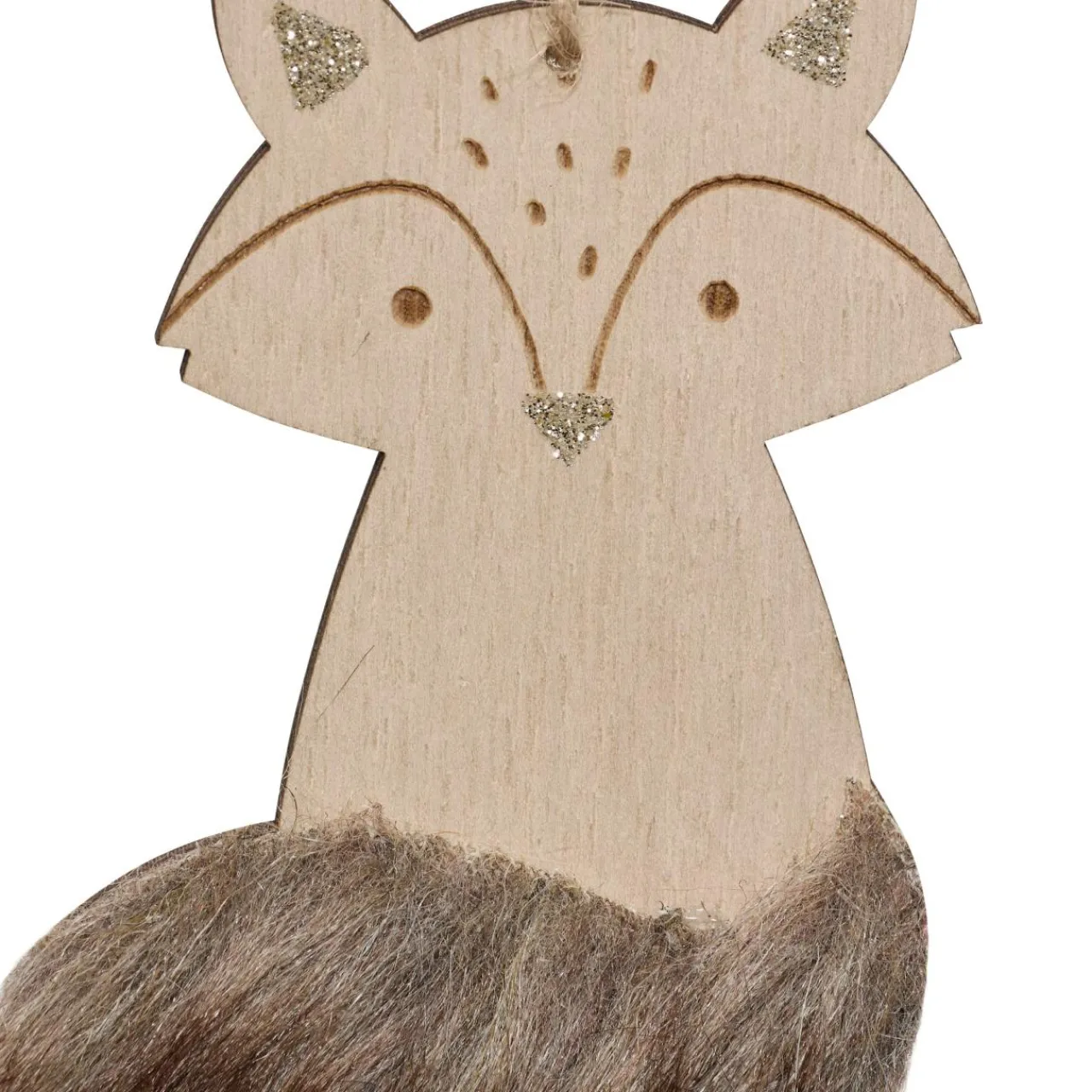 Décoration De Sapin|JJA Suspension de Noël en bois (H12 cm) Renard douce fourrure Marron
