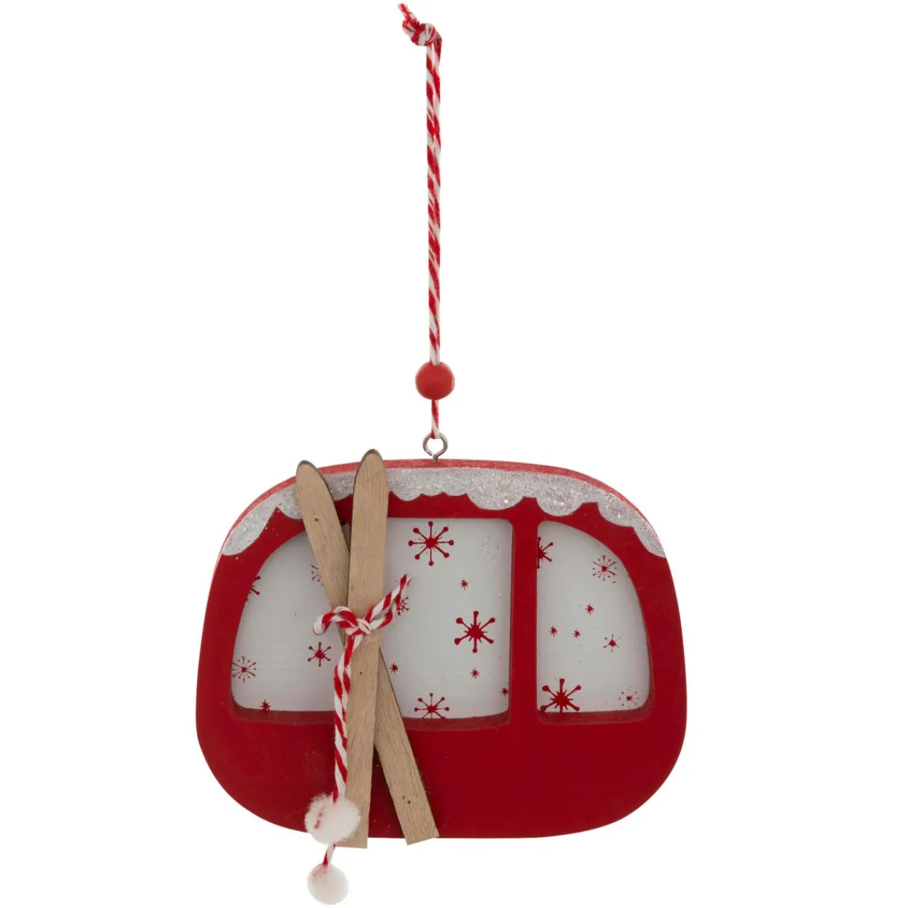 Décoration De Sapin|JJA Suspension de Noël en bois (H12,5 cm) Télécabine de Savoie Rouge