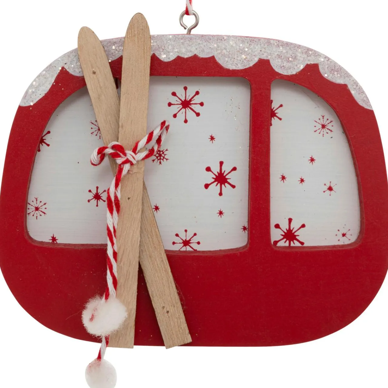 Décoration De Sapin|JJA Suspension de Noël en bois (H12,5 cm) Télécabine de Savoie Rouge
