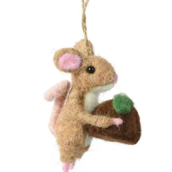 Décoration De Sapin|KAEMINGK Suspension de Noël en laine (H9 cm) Souriceau Naturel