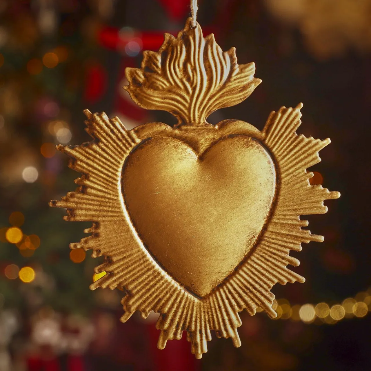 Décoration De Sapin|KAEMINGK Suspension de Noël en metal (H14 cm) Coeur Exvoto Dé Or