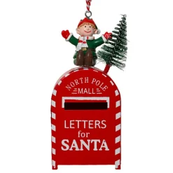 Décoration De Sapin|KAEMINGK Suspension de Noël en métal (H10 cm) Maisonnette et ski Rouge