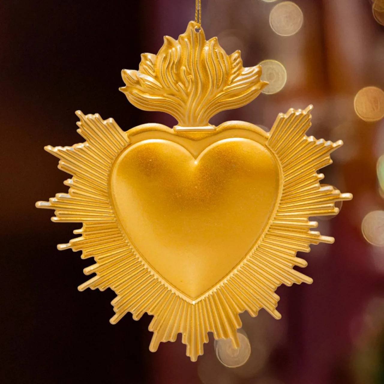 Décoration De Sapin|JJA Suspension de Noël en métal (H14 cm) Cœur Exvoto Dé Or