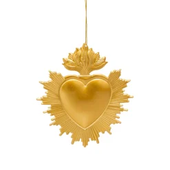 Décoration De Sapin|JJA Suspension de Noël en métal (H14 cm) Cœur Exvoto Dé Or