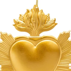 Décoration De Sapin|JJA Suspension de Noël en métal (H14 cm) Cœur Exvoto Dé Or