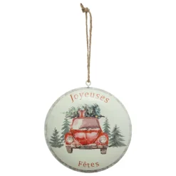 Décoration De Sapin|FEERIC LIGHTS Suspension de Noël en métal (D10 cm) Joyeuses Fêtes Rouge