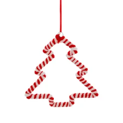 Décoration De Sapin|JJA Suspension de Noël en métal (H15 cm) Sapin sucre d'orge et blanc Rouge