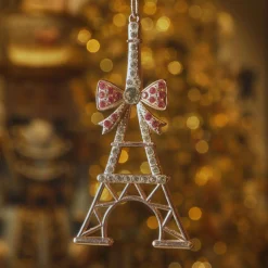 Décoration De Sapin|KAEMINGK Suspension de Noël en métal (H11 cm) Tour Eiffel strass dée Or