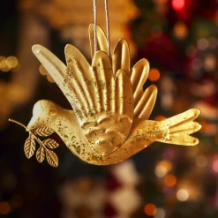 Décoration De Sapin|KAEMINGK Suspension de Noël en métal (H9 cm) Pigeon lumière Or