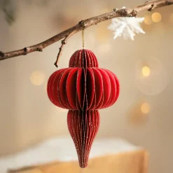 Déco Et Objet De Noël|Décoration De Sapin|KAEMINGK Suspension de Noël en papier (H20 cm) fermeture Magnétique Rouge