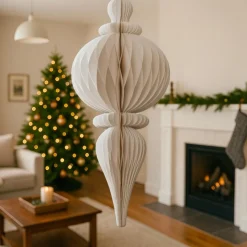 Déco Et Objet De Noël|KAEMINGK Suspension de Noël en papier (H80 cm) fermeture Magnétique Blanc