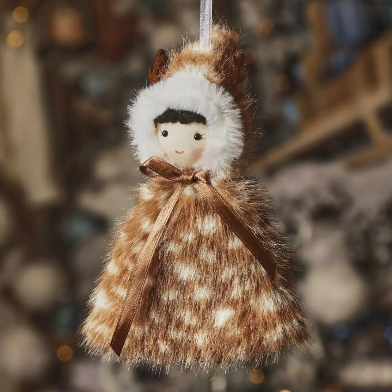 Décoration De Sapin|KAEMINGK Suspension de Noël en polyester (H15 cm) Esquimau en fourrure clair Marron