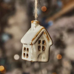 Décoration De Sapin|KAEMINGK Suspension de Noël en porcelaine (H7 cm) Maison douce Ivoire