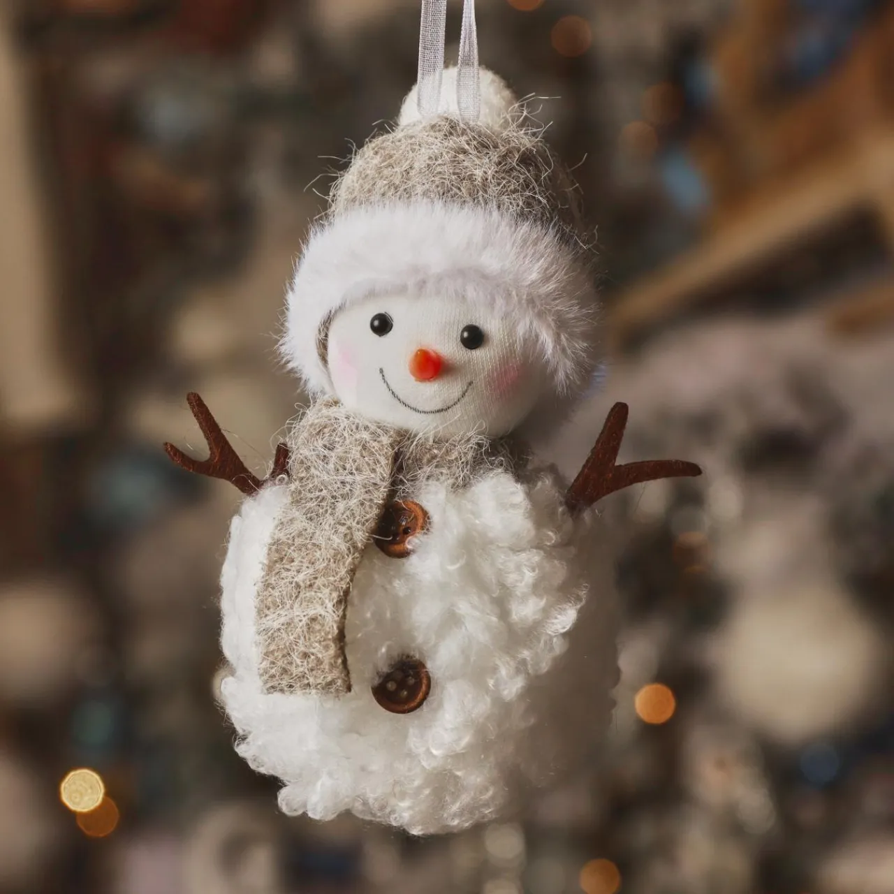 Décoration De Sapin|KAEMINGK Suspension de Noël (H13 cm) Bonhomme de neige Glacy Gris