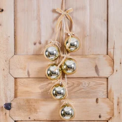Déco Et Objet De Noël|JJA Suspension de Noël (H70 cm) Boules et nœud velours Dé Or